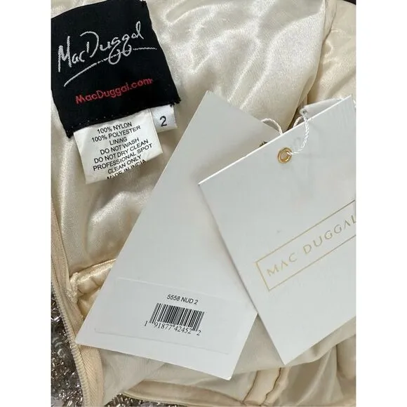 🚨Mac Duggal 5558 Dangling Beads Spaghetti Strap Dress Size 2