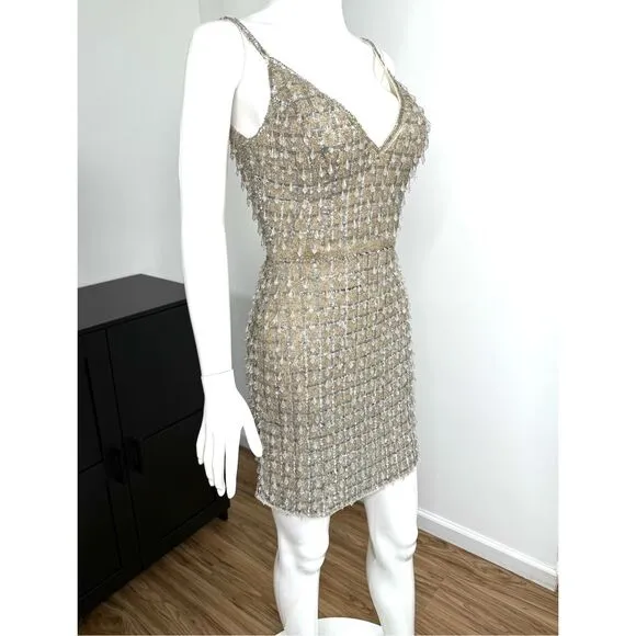 🚨Mac Duggal 5558 Dangling Beads Spaghetti Strap Dress Size 2
