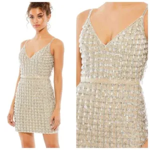 🚨Mac Duggal 5558 Dangling Beads Spaghetti Strap Dress Size 2