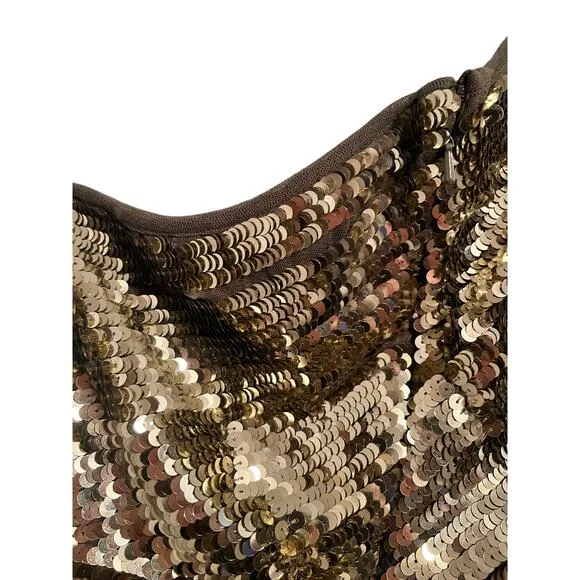 Mac Duggal Embellished Cap Sleeve Cowl Neck Trumpet Gold Gown 93540 Size 2 NEW