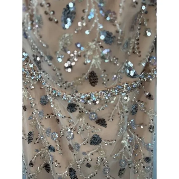 Mac Duggal Embellished Sleeveless Corset Gown Maxi Dress 68049 Nude Size 10 NWT