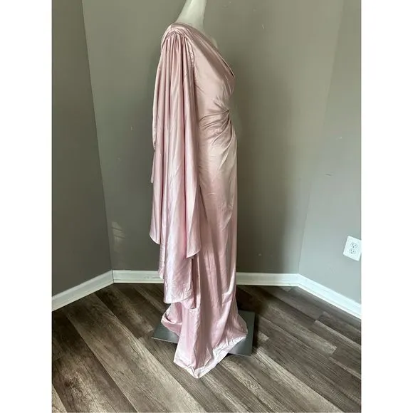 MAC DUGGAL ONE SHOULDER BELL SLEEVE DRAPED GOWN