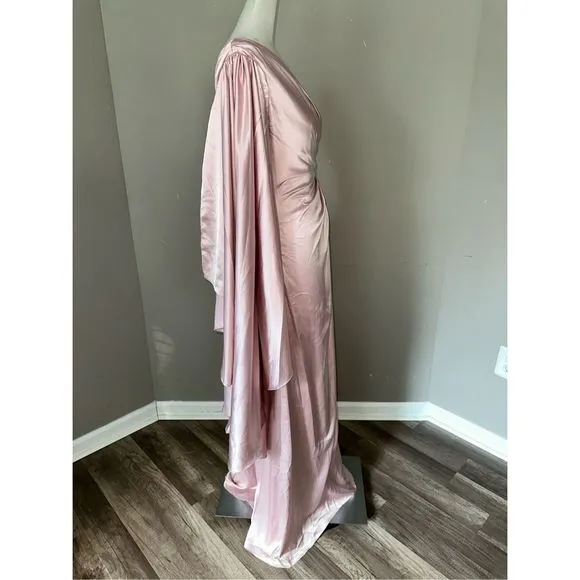 MAC DUGGAL ONE SHOULDER BELL SLEEVE DRAPED GOWN