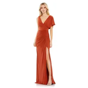 MAC DUGGAL ONE SHOULDER SLEEVE SCOOP BACK JERSEY GOWN SIZE 8