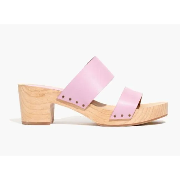 Madewell 10 Clara Clog Wood Sandal Lavender Open Toe Leather Strap Shoes Sandals