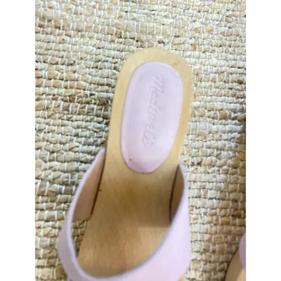 Madewell 10 Clara Clog Wood Sandal Lavender Open Toe Leather Strap Shoes Sandals
