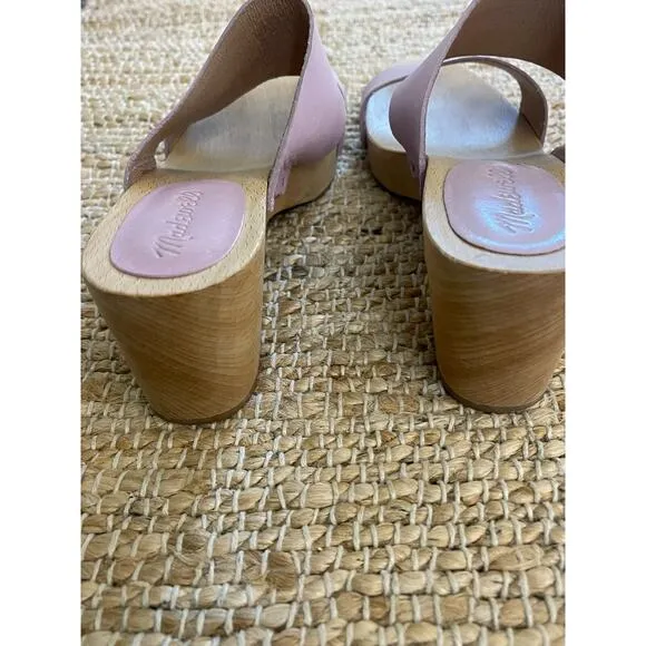 Madewell 10 Clara Clog Wood Sandal Lavender Open Toe Leather Strap Shoes Sandals