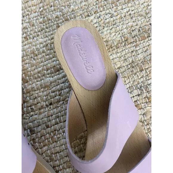 Madewell 10 Clara Clog Wood Sandal Lavender Open Toe Leather Strap Shoes Sandals