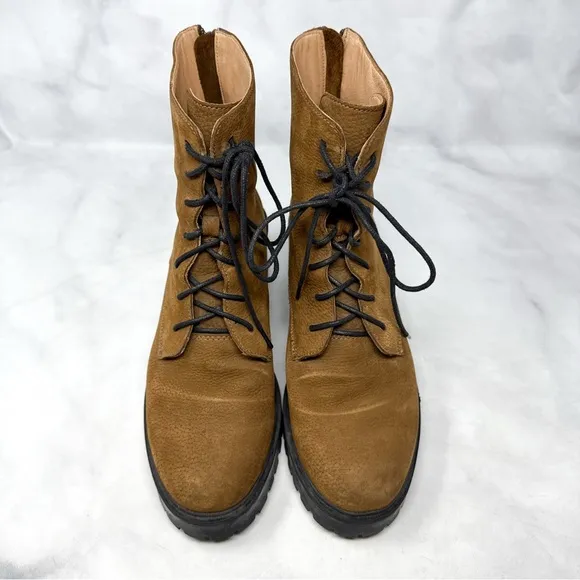 Madewell Bradley Leather Chunky Platform Block Heel Lug Sole Lace Up Ankle Boots