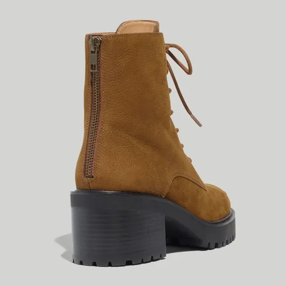 Madewell Bradley Leather Chunky Platform Block Heel Lug Sole Lace Up Ankle Boots