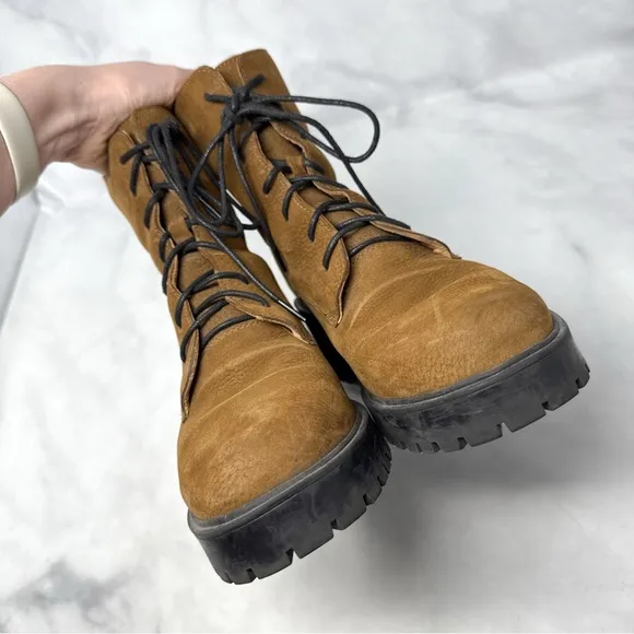 Madewell Bradley Leather Chunky Platform Block Heel Lug Sole Lace Up Ankle Boots