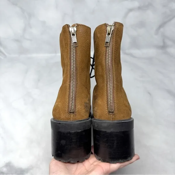 Madewell Bradley Leather Chunky Platform Block Heel Lug Sole Lace Up Ankle Boots