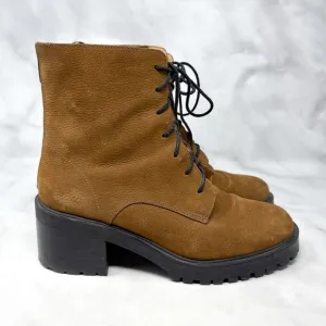 Madewell Bradley Leather Chunky Platform Block Heel Lug Sole Lace Up Ankle Boots