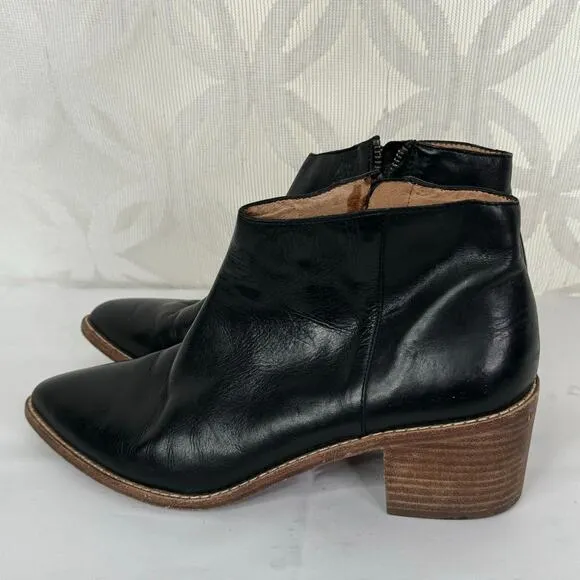 Madewell Justine Western Pointy Leather Point Ankle Booties Size 8.5