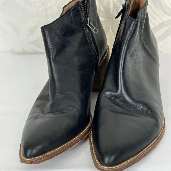 Madewell Justine Western Pointy Leather Point Ankle Booties Size 8.5