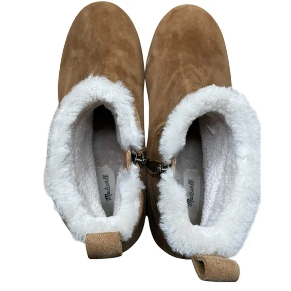 Madewell Marceline Clog Shearling Ankle Boots 7 Suede Brown