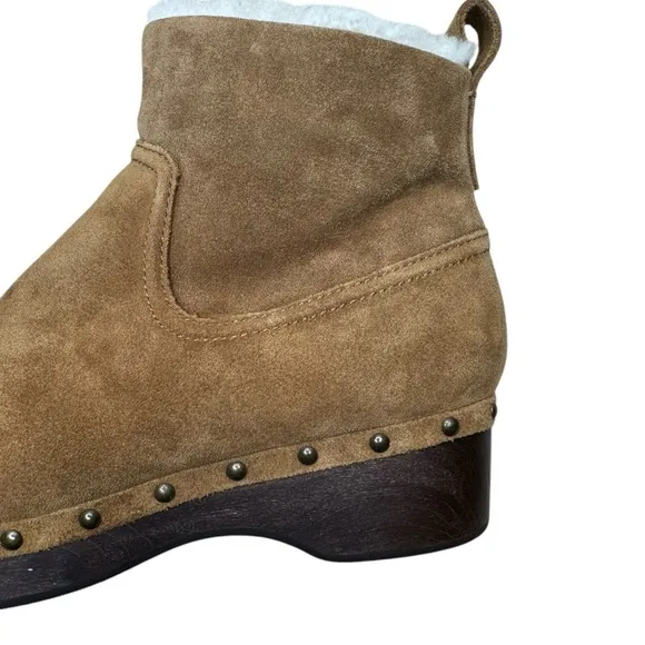 Madewell Marceline Clog Shearling Ankle Boots 7 Suede Brown