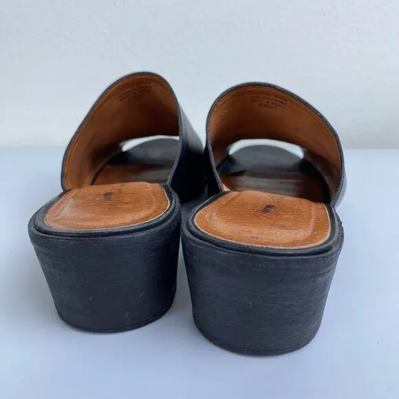 Madewell The Eller Mule Size 7.5 Black Leather Slide Heel Sandals Shoes Minimal