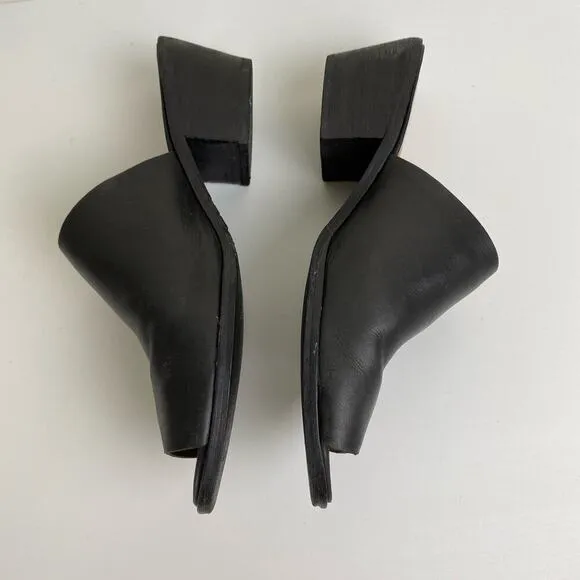 Madewell The Eller Mule Size 7.5 Black Leather Slide Heel Sandals Shoes Minimal