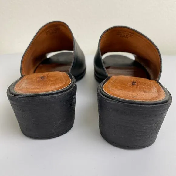 Madewell The Eller Mule Size 7.5 Black Leather Slide Heel Sandals Shoes Minimal