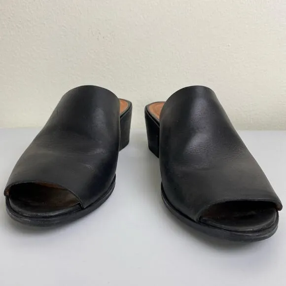 Madewell The Eller Mule Size 7.5 Black Leather Slide Heel Sandals Shoes Minimal