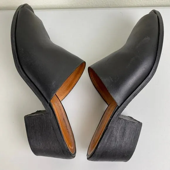 Madewell The Eller Mule Size 7.5 Black Leather Slide Heel Sandals Shoes Minimal