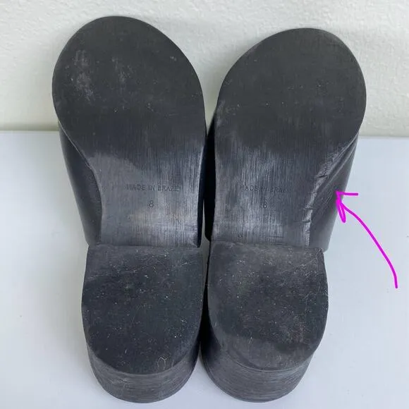 Madewell The Eller Mule Size 7.5 Black Leather Slide Heel Sandals Shoes Minimal