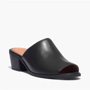 Madewell The Eller Mule Size 7.5 Black Leather Slide Heel Sandals Shoes Minimal