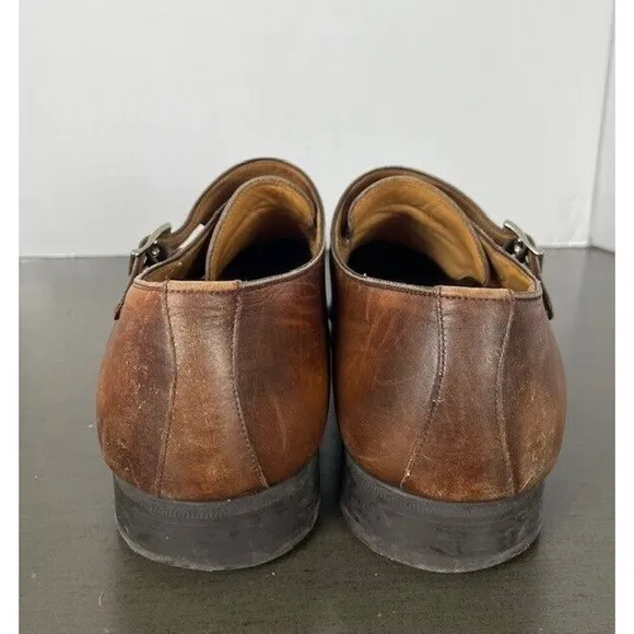 Magnanni‎ 13684 Shoes Mens Size 15M Double Monk Strap Brown Leather Cap Toe
