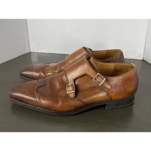Magnanni‎ 13684 Shoes Mens Size 15M Double Monk Strap Brown Leather Cap Toe
