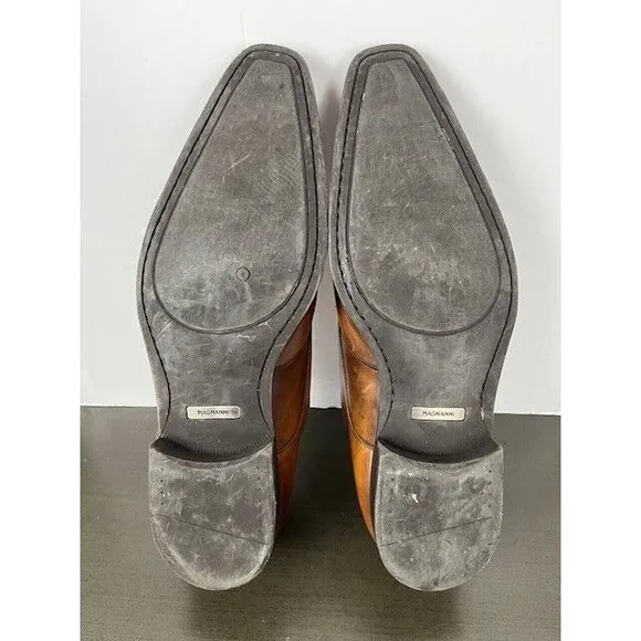 Magnanni‎ 13684 Shoes Mens Size 15M Double Monk Strap Brown Leather Cap Toe