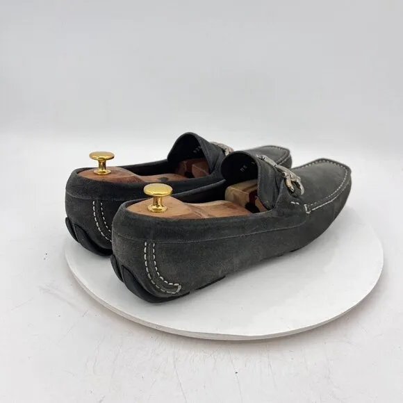 Magnanni Men Size 8D Black Leather Loafer Slip On Horse Bit Driving Casual Shoes