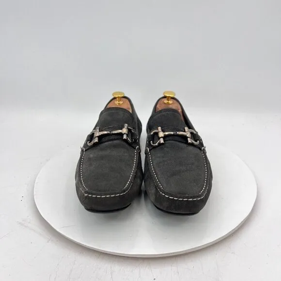 Magnanni Men Size 8D Black Leather Loafer Slip On Horse Bit Driving Casual Shoes