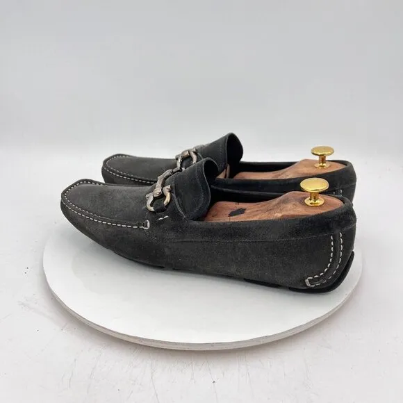 Magnanni Men Size 8D Black Leather Loafer Slip On Horse Bit Driving Casual Shoes