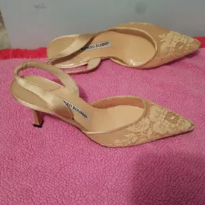 Manolo Blahnik Floral Slingback Heels Size 37.5