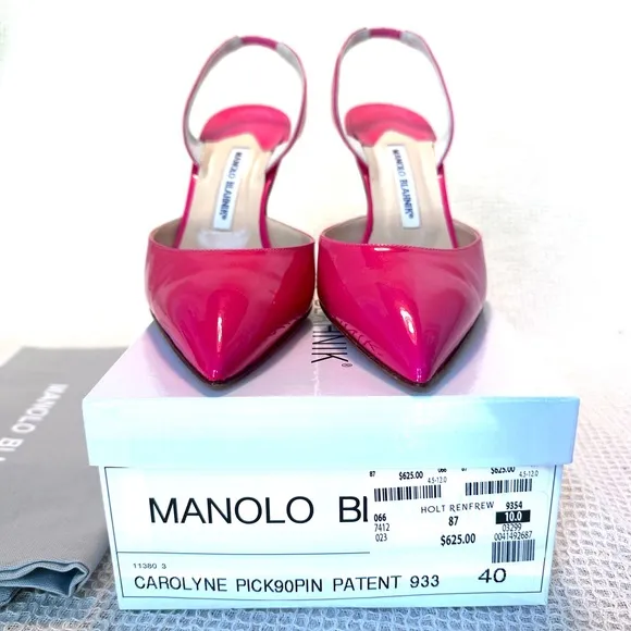 Manolo Blahnik Hot Pink Patent Slingback Pump. Worn once!