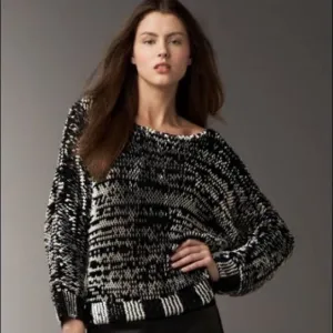 MARC BY MARC JACOBS Midge Sweater Womens XS/S Black Gold Stripe Sequin Boat Neck