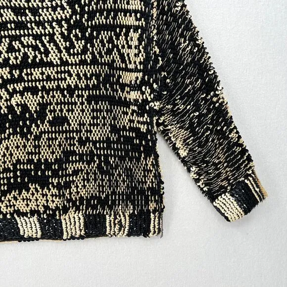MARC BY MARC JACOBS Midge Sweater Womens XS/S Black Gold Stripe Sequin Boat Neck