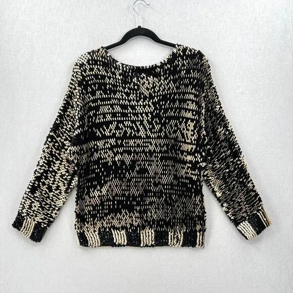 MARC BY MARC JACOBS Midge Sweater Womens XS/S Black Gold Stripe Sequin Boat Neck