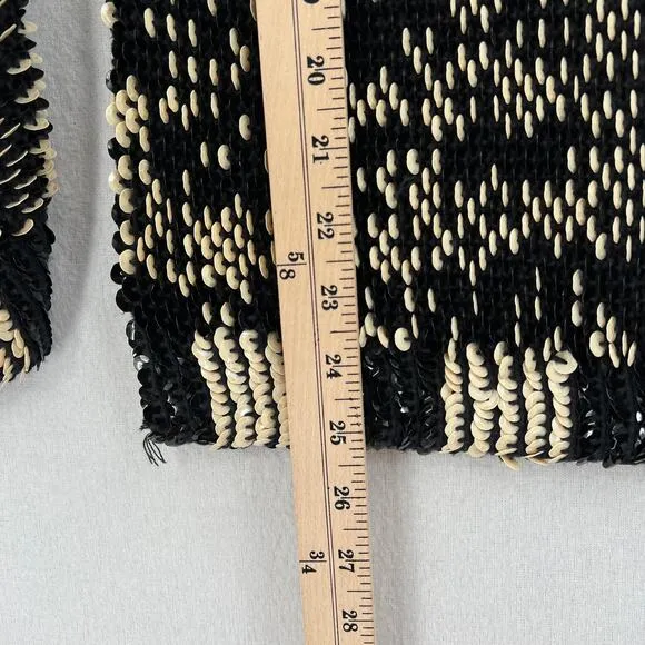 MARC BY MARC JACOBS Midge Sweater Womens XS/S Black Gold Stripe Sequin Boat Neck