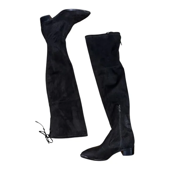 Marc Fisher Black Over the Knee Boots with Suede Finish