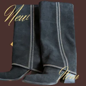 Marc Fisher Black Suede Fold over Women's Boots Size 6