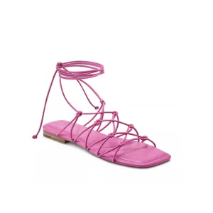 Marc Fisher LTD Monnie Sqaure Toe Strappy Flat Sandals Pink Size 8 240368
