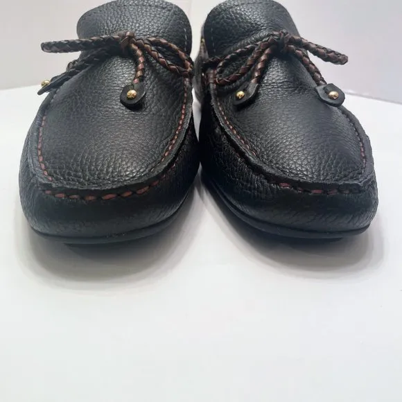 Marc Joseph New York  Cypress Hill Braid Black Grainy Leather Driving Shoes Sz.9