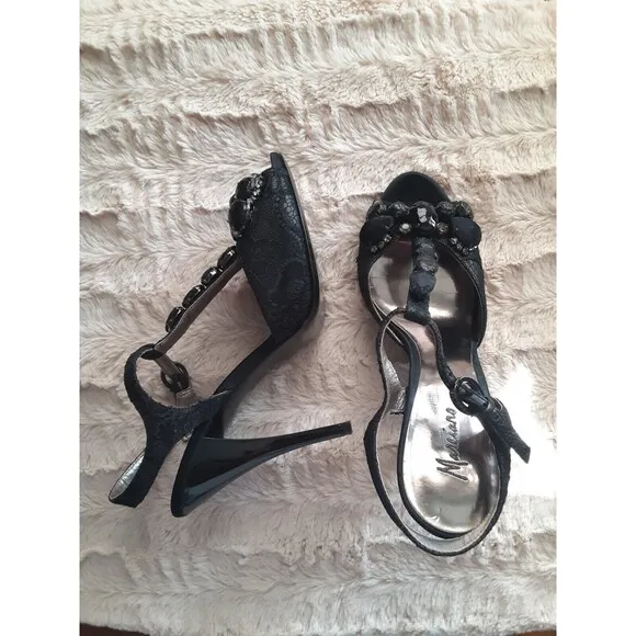 Marciano Lace Jeweled Rhinestone Open Toe Heels Size 8M