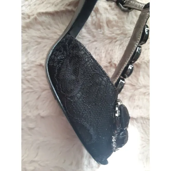 Marciano Lace Jeweled Rhinestone Open Toe Heels Size 8M