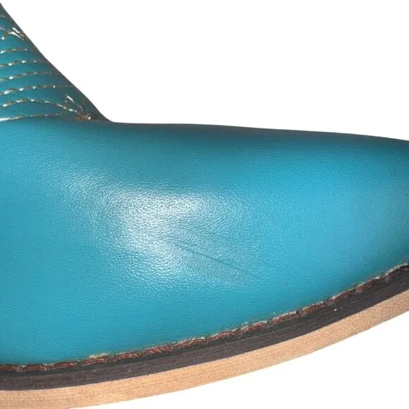 Marfa Boots The Lainey Blue Lightning 3&quot; Heel Discontinued Size 7.5