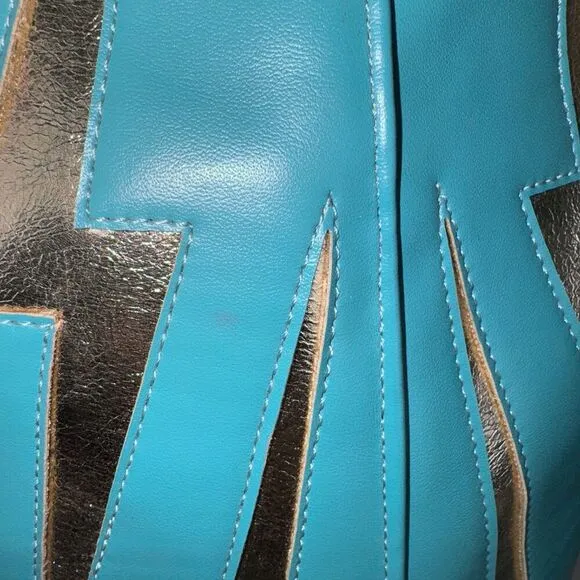 Marfa Boots The Lainey Blue Lightning 3&quot; Heel Discontinued Size 7.5