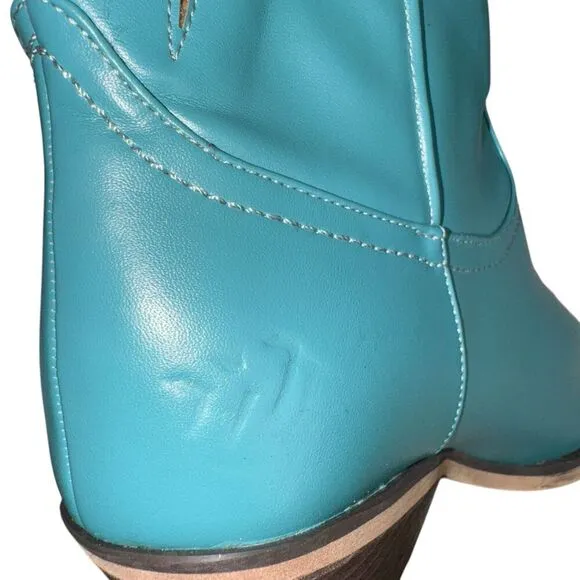 Marfa Boots The Lainey Blue Lightning 3&quot; Heel Discontinued Size 7.5