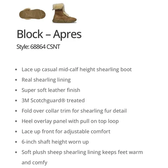 Mark Nason Apres - Sherpa lined, lace up tan boots.  Women’s size 7